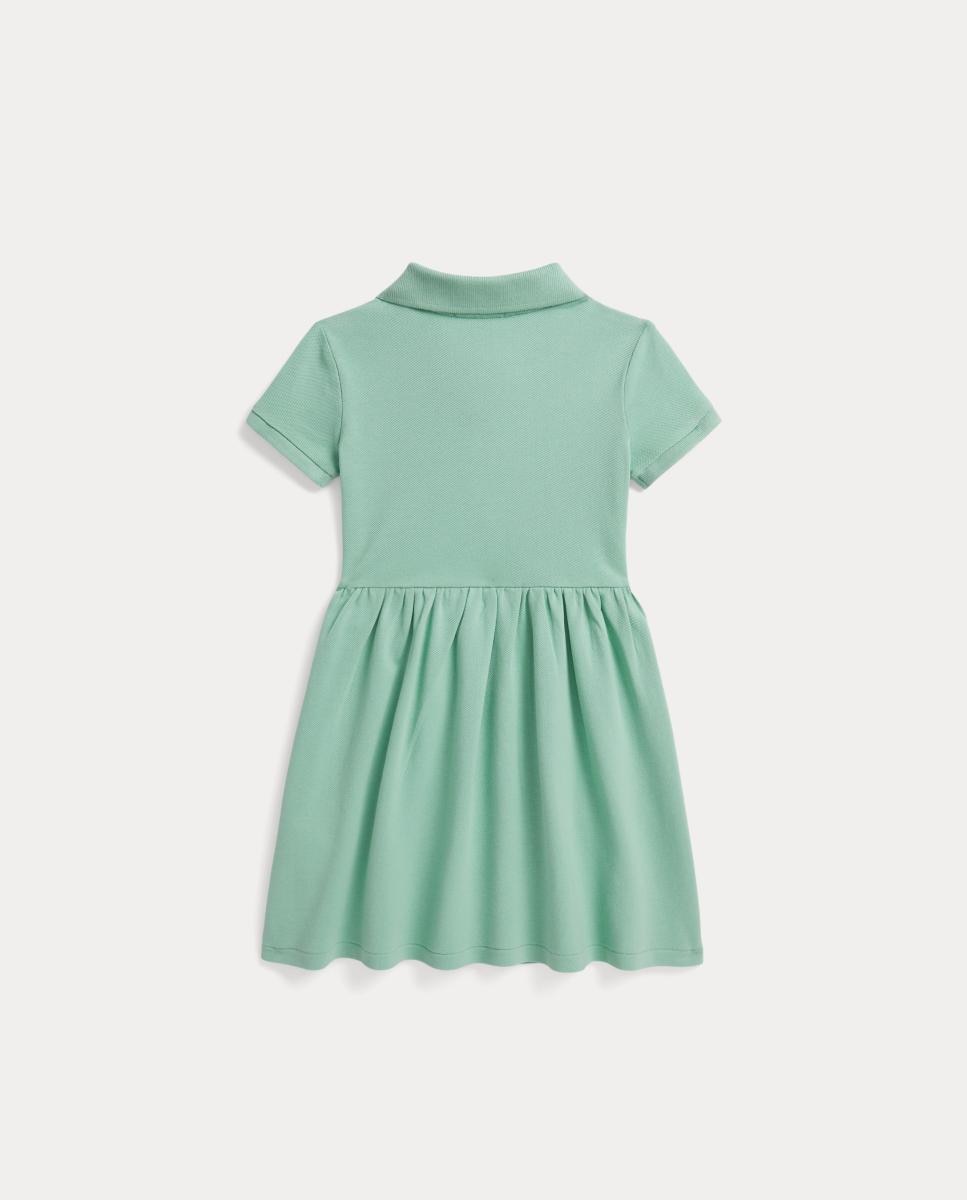 Vestido Tipo Polo de Piqué Elástico Polo Ralph Lauren Verde Água-5