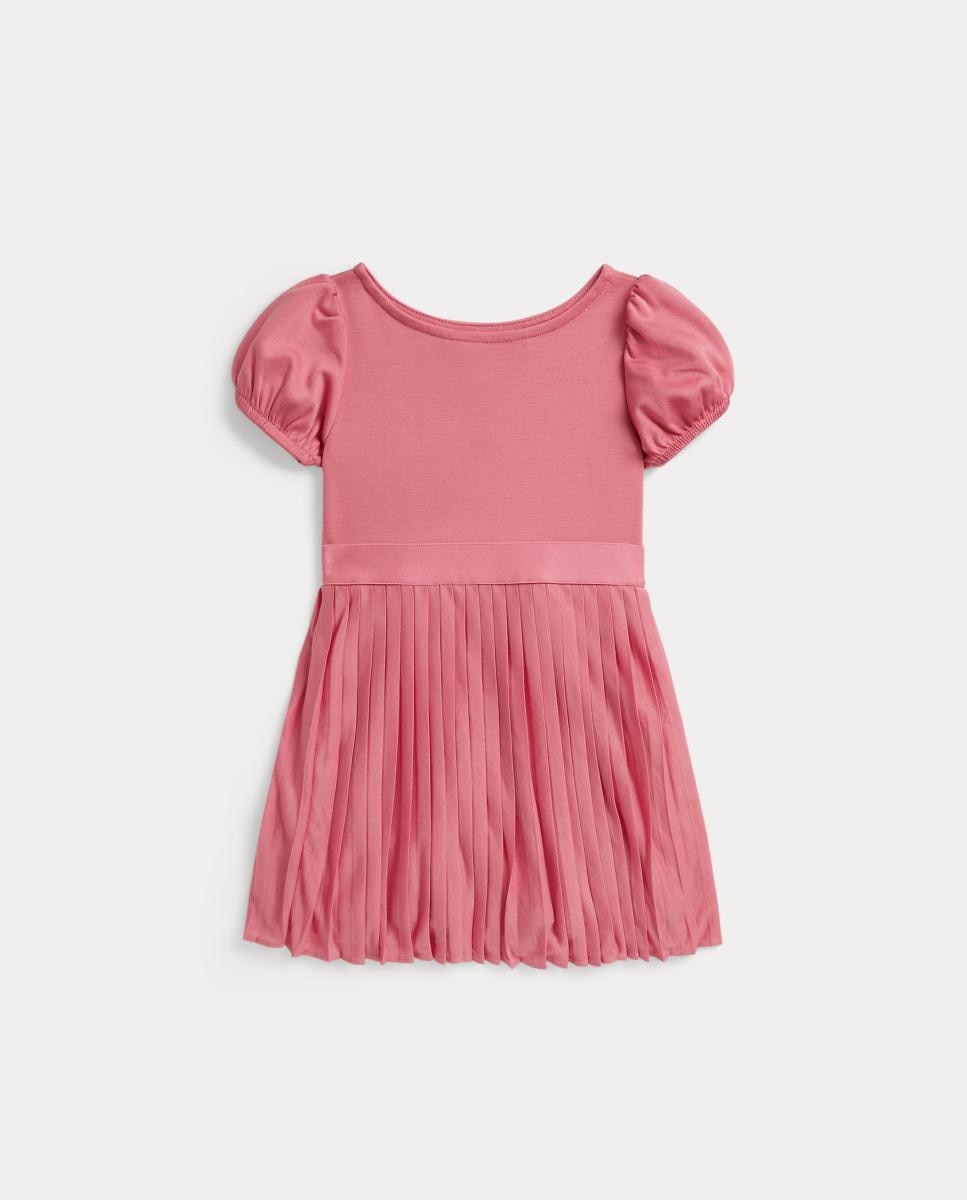 Vestido de Algodão com Cinto em Contraste Rosa-2