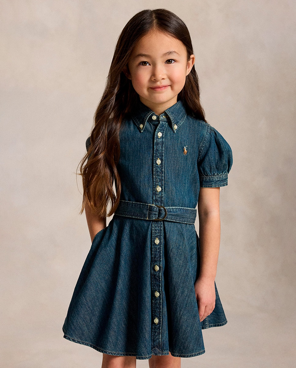 Vestido Camiseiro de Algodão com Cinto Polo Ralph Lauren Petróleo-2