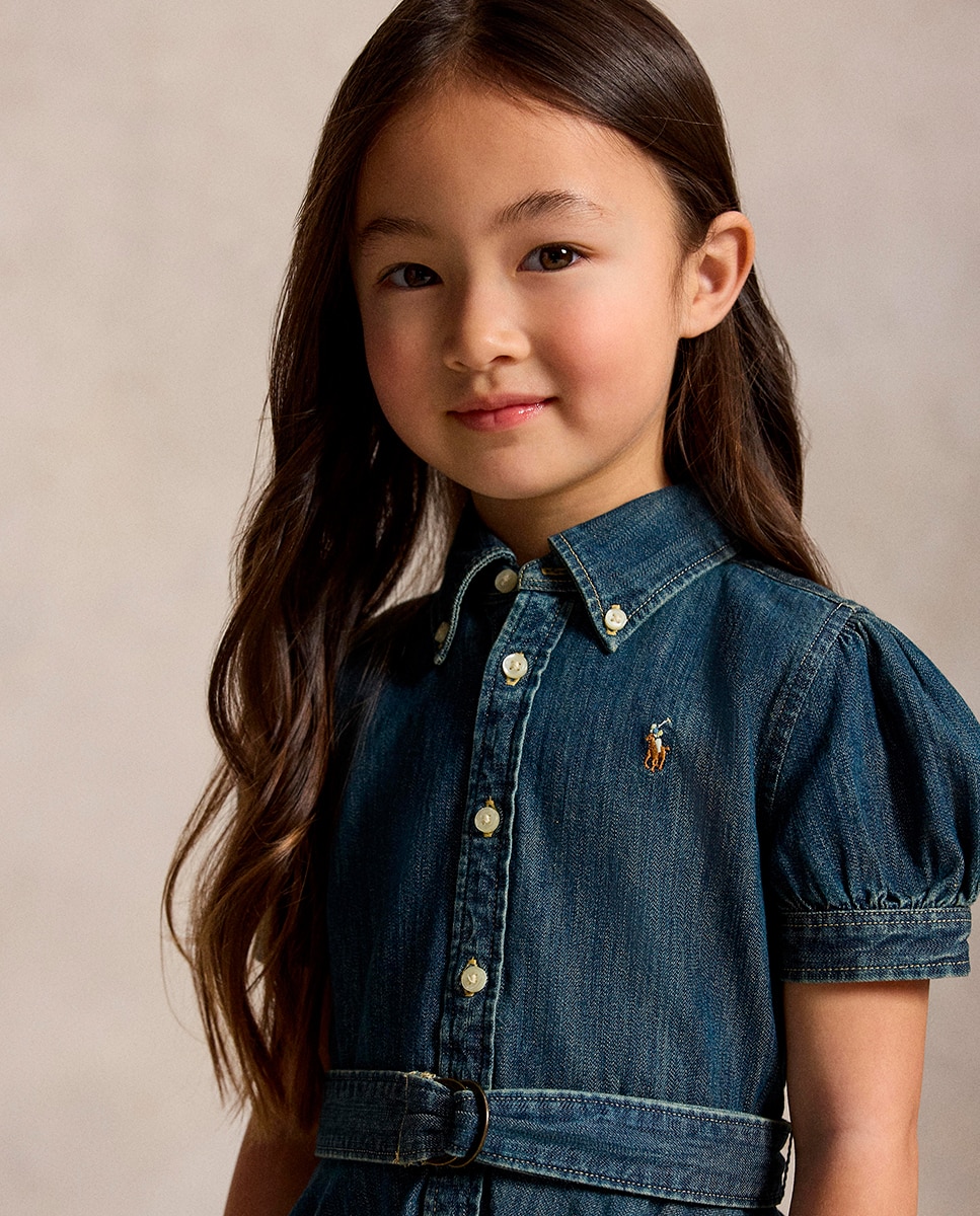Vestido Camiseiro de Algodão com Cinto Polo Ralph Lauren Petróleo-3
