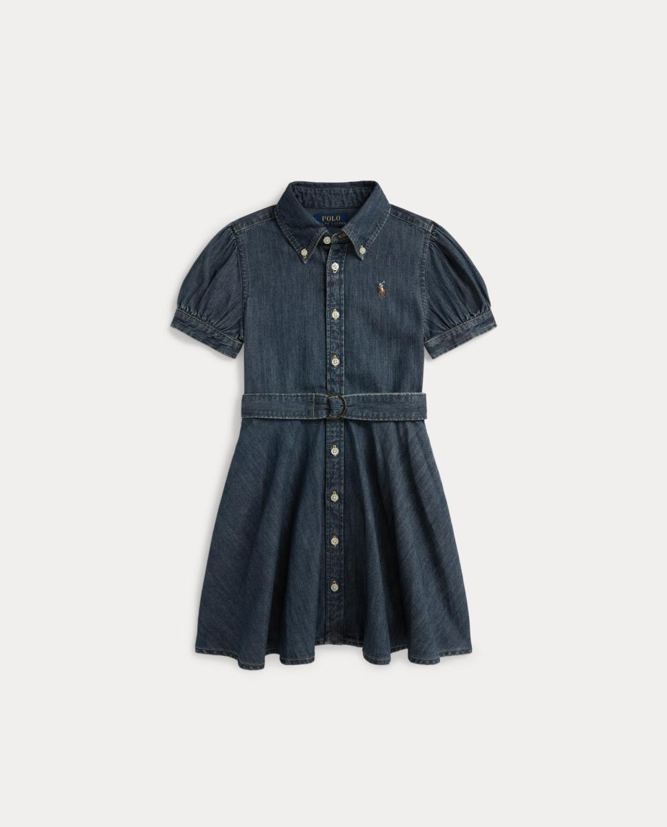 Vestido Camiseiro de Algodão com Cinto Polo Ralph Lauren Petróleo-4
