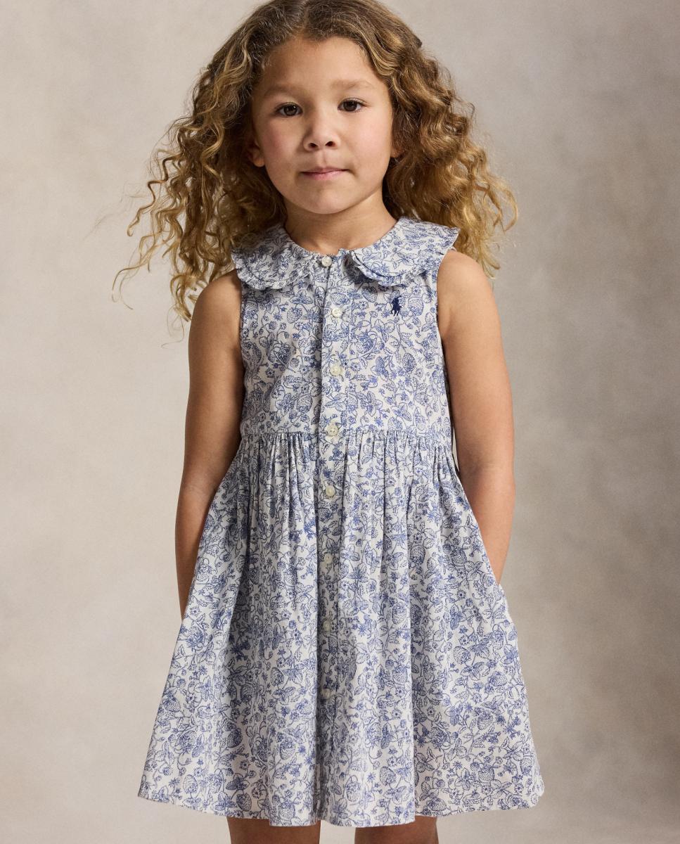 Vestido de Algodão Estampado Azul-2