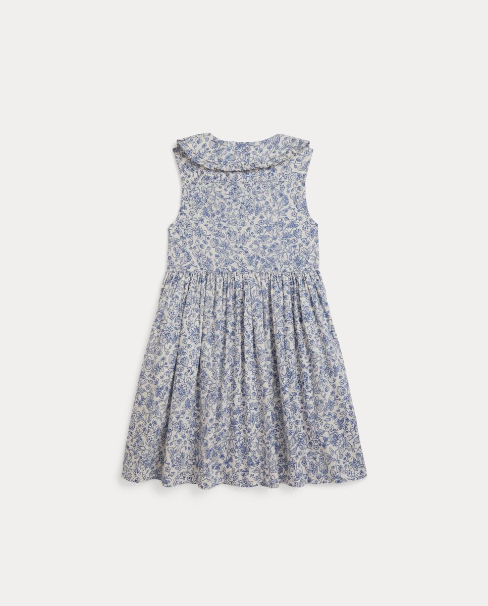 Vestido de Algodão Estampado Azul-5