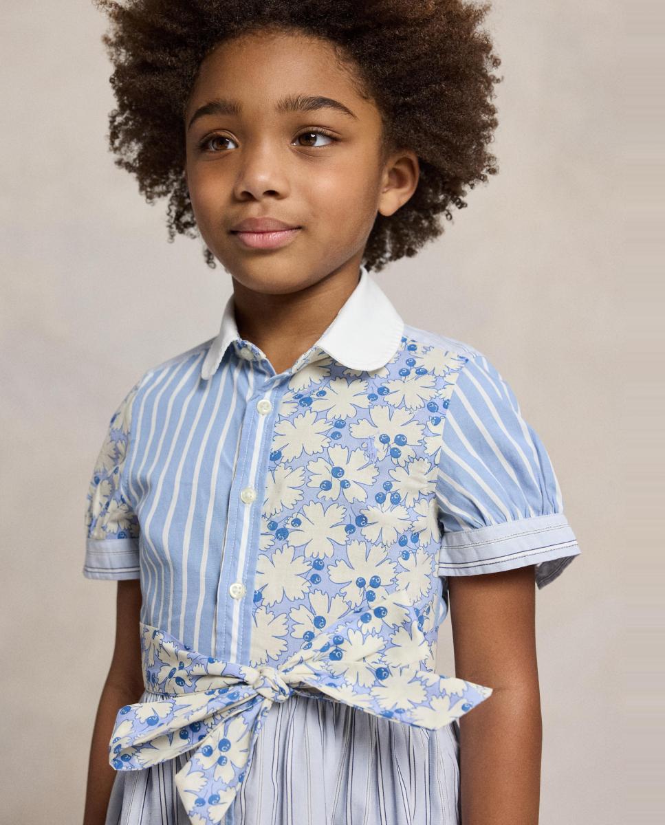 Vestido de Algodão com Multi-Estampado Azul-claro-2