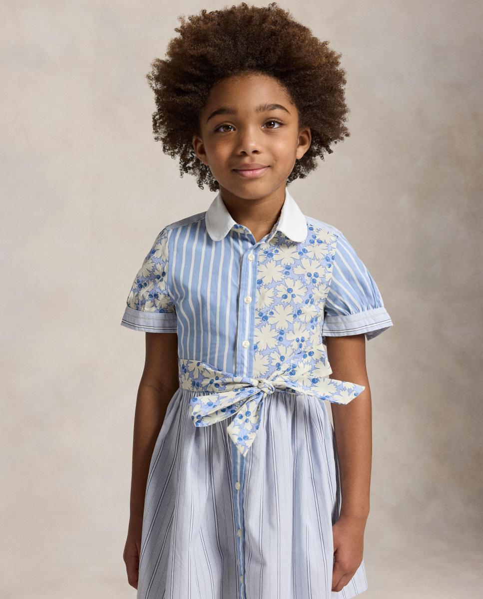Vestido de Algodão com Multi-Estampado Azul-claro-3