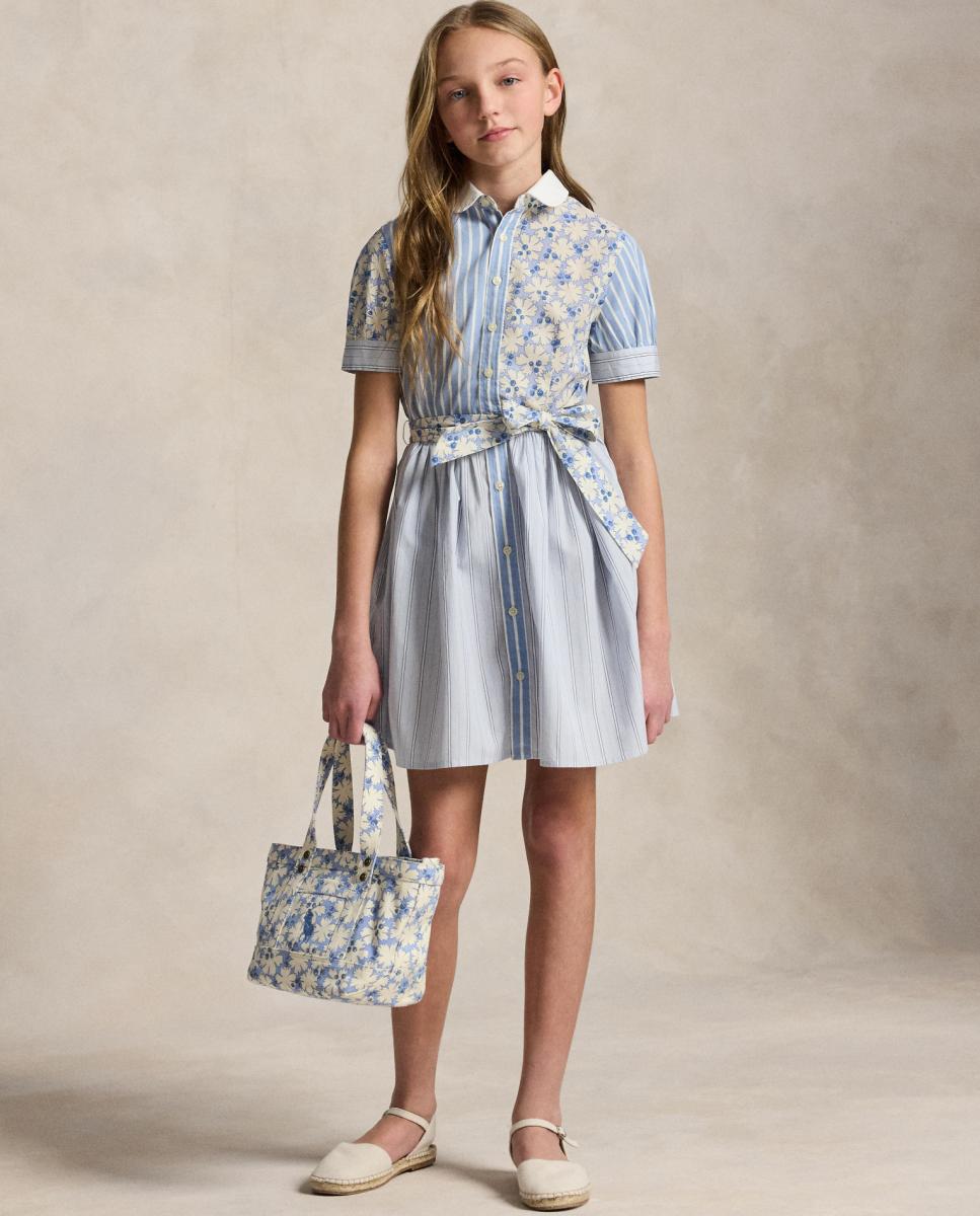 Vestido de Algodão com Multi-Estampado Azul-claro-1