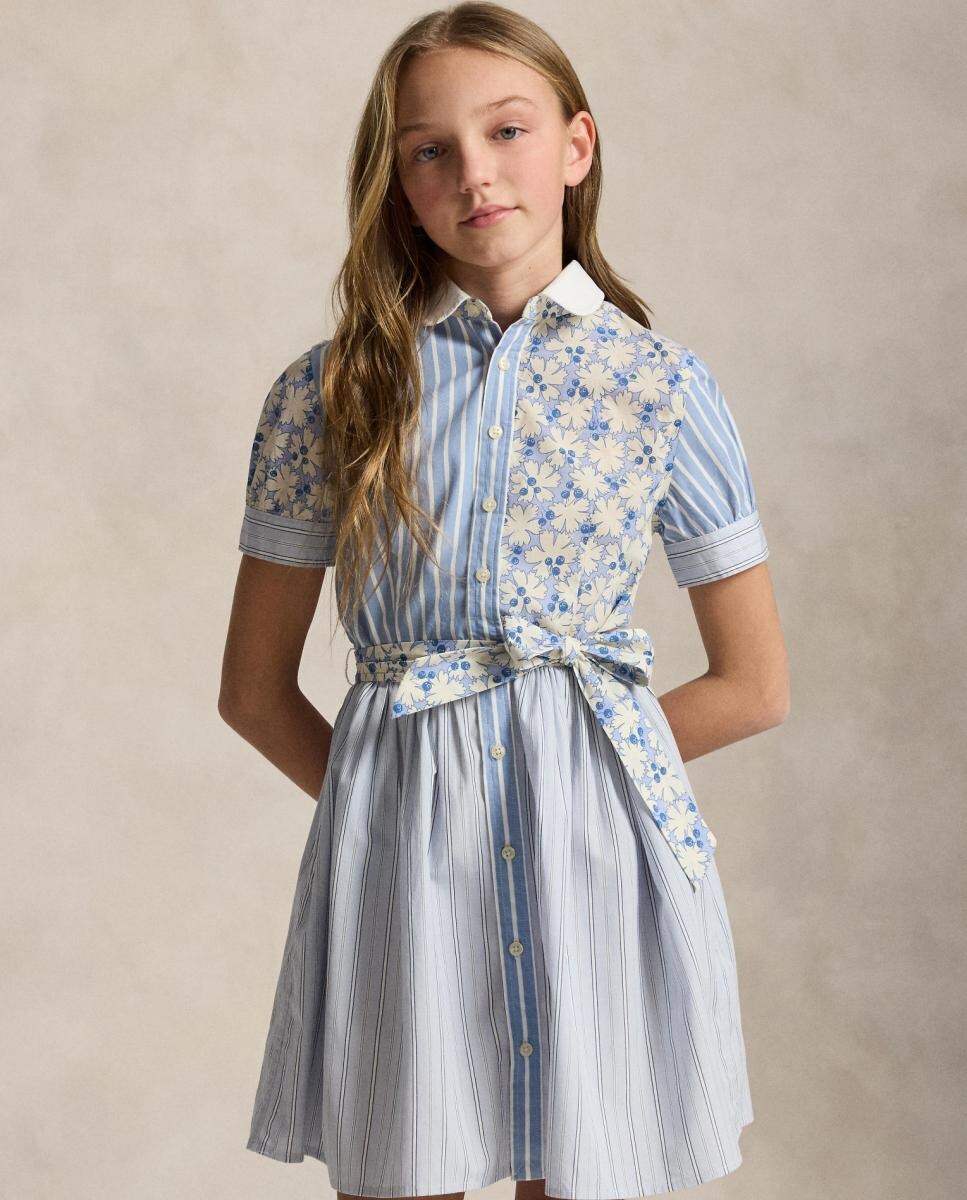 Vestido de Algodão com Multi-Estampado Azul-claro-2