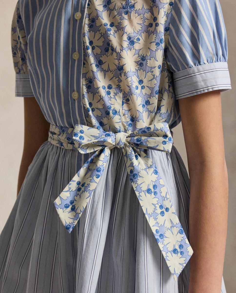 Vestido de Algodão com Multi-Estampado Azul-claro-3