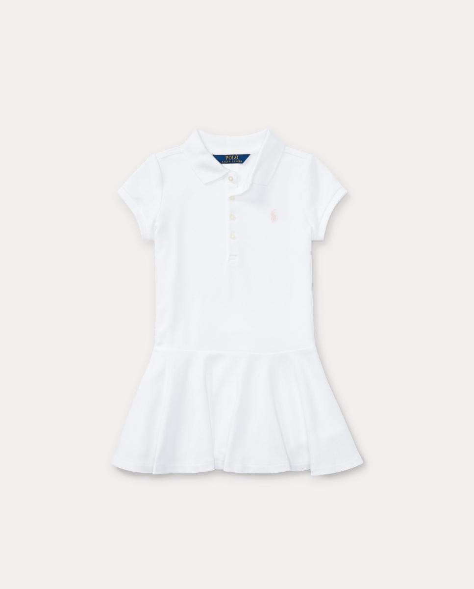 Vestido Tipo Polo de Piqué Elástico Polo Ralph Lauren Branco-4