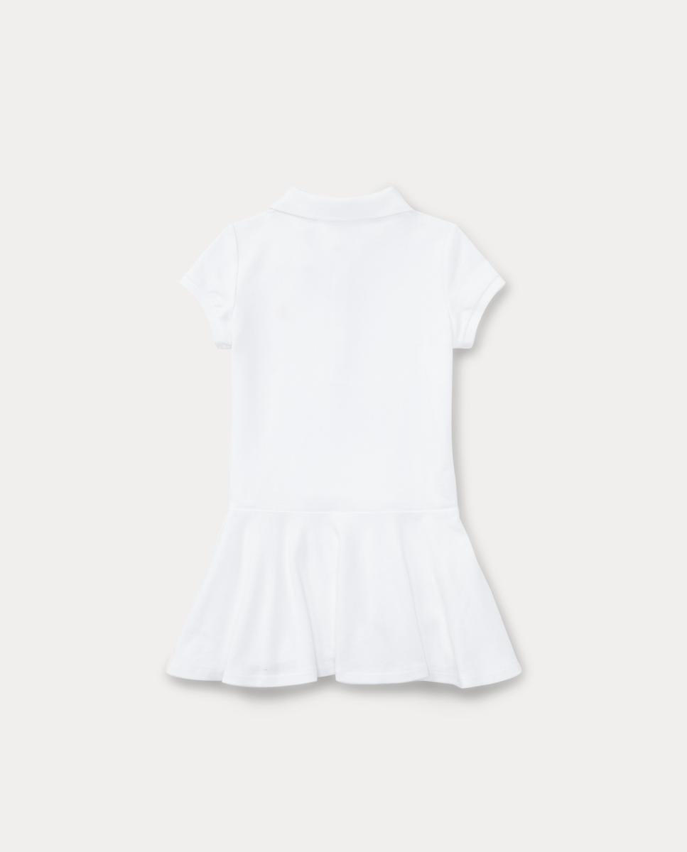 Vestido Tipo Polo de Piqué Elástico Polo Ralph Lauren Branco-5