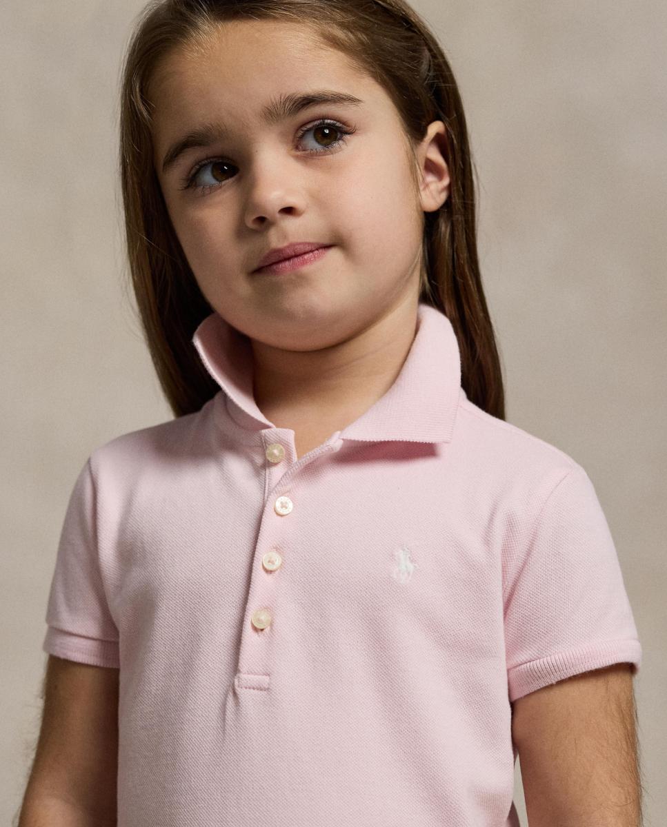 Vestido Tipo Polo de Piqué Elástico Polo Ralph Lauren Rosa-claro-3