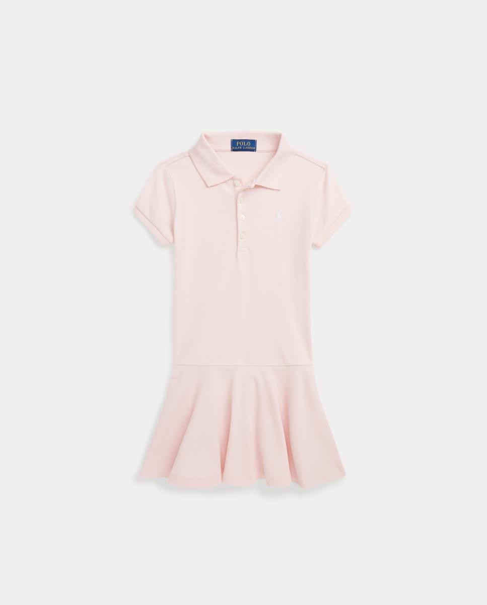 Vestido Tipo Polo de Piqué Elástico Polo Ralph Lauren Rosa-claro-5