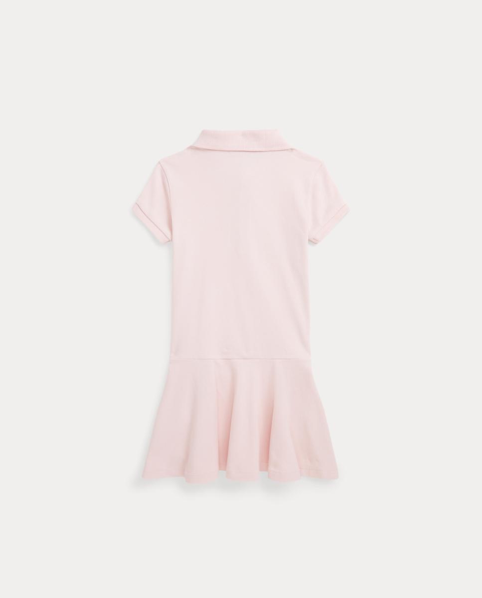 Vestido Tipo Polo de Piqué Elástico Polo Ralph Lauren Rosa-claro-6