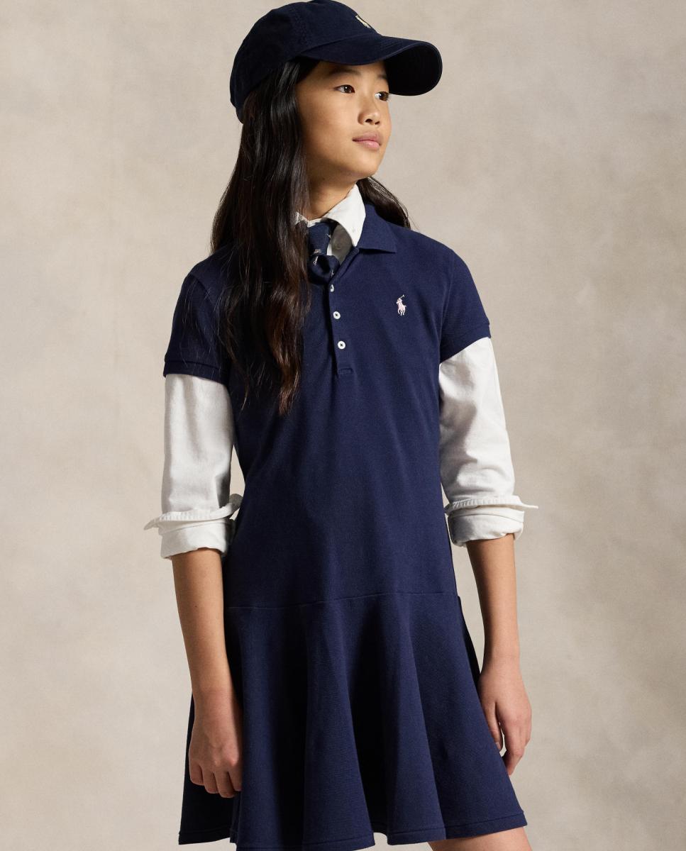 Vestido Tipo Polo de Piqué Elástico Polo Ralph Lauren Azul-marinho-2
