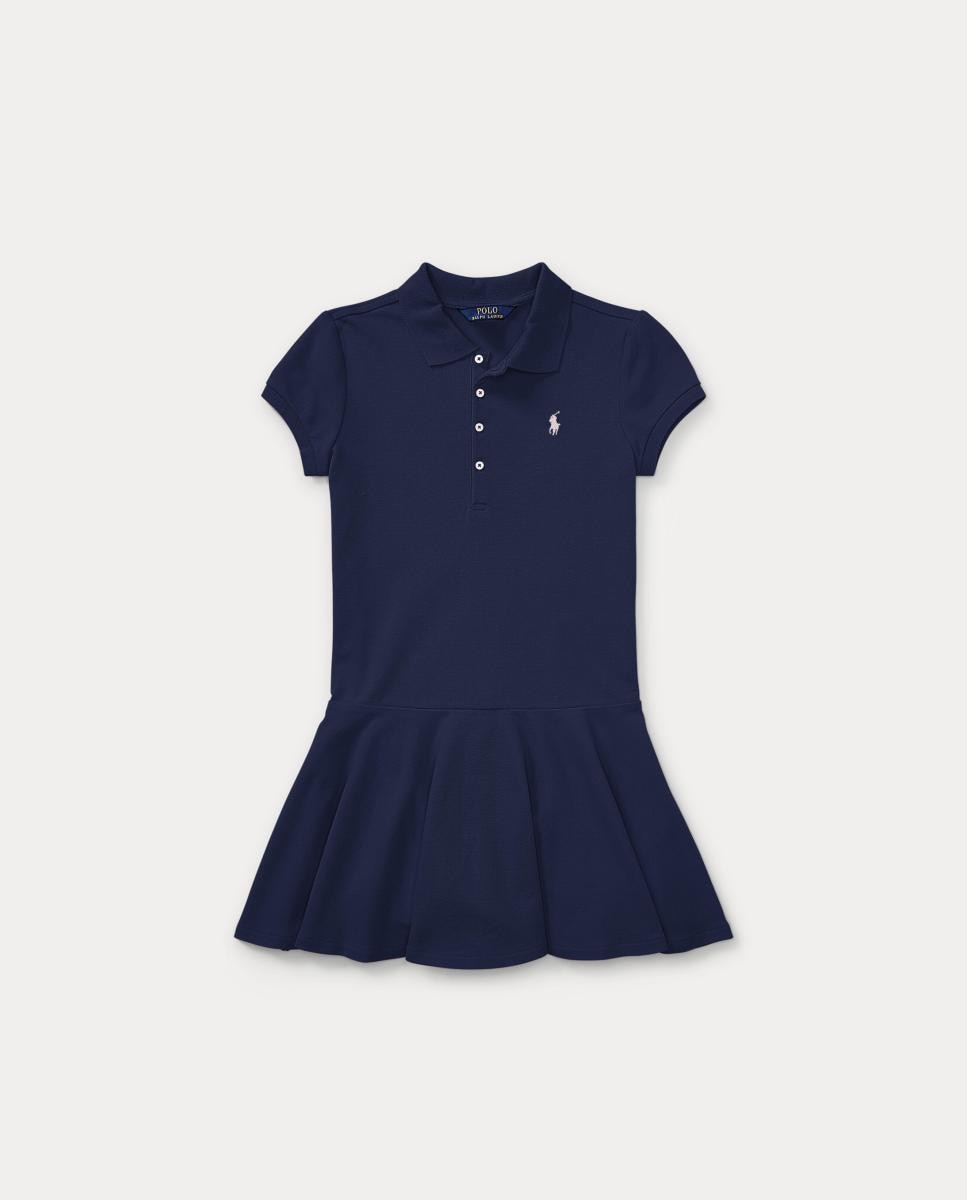 Vestido Tipo Polo de Piqué Elástico Polo Ralph Lauren Azul-marinho-4