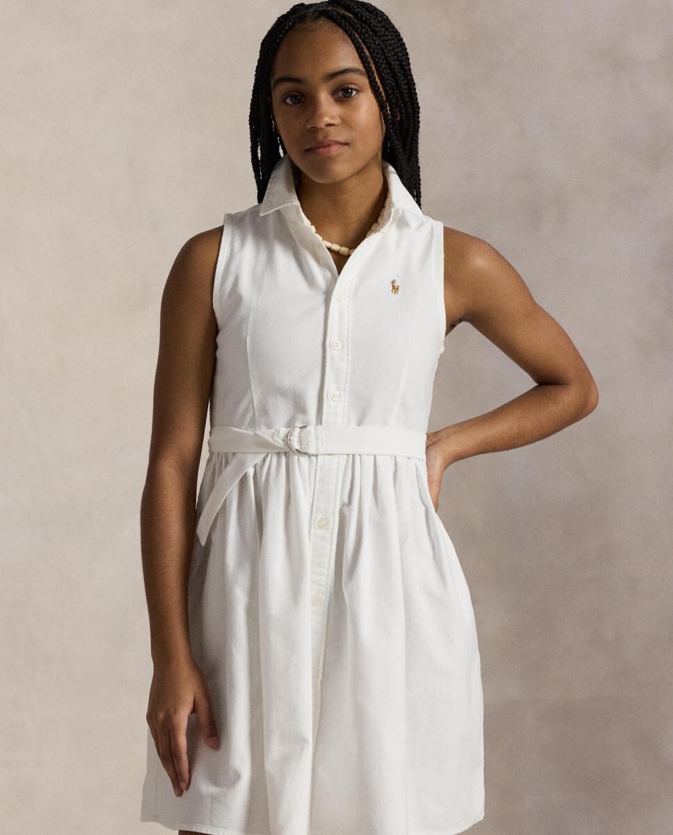 Vestido Camiseiro de Algodão sem Mangas Branco-2