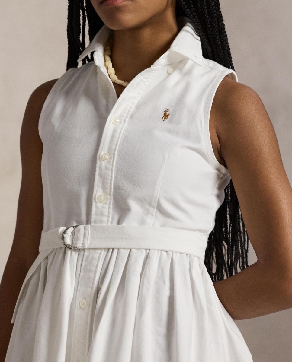 Vestido Camiseiro de Algodão sem Mangas Branco-3