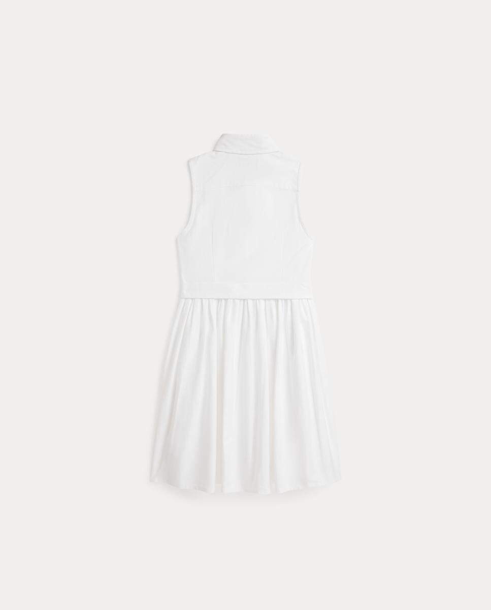 Vestido Camiseiro de Algodão sem Mangas Branco-5