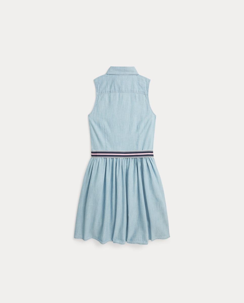 Vestido Camiseiro de Algodão Azul-claro-2