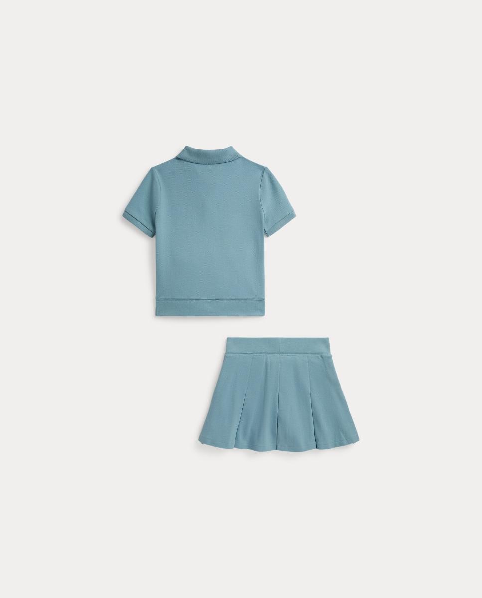 Conjunto de Polo e Saia de Algodão Polo Ralph Lauren Azul-claro-2