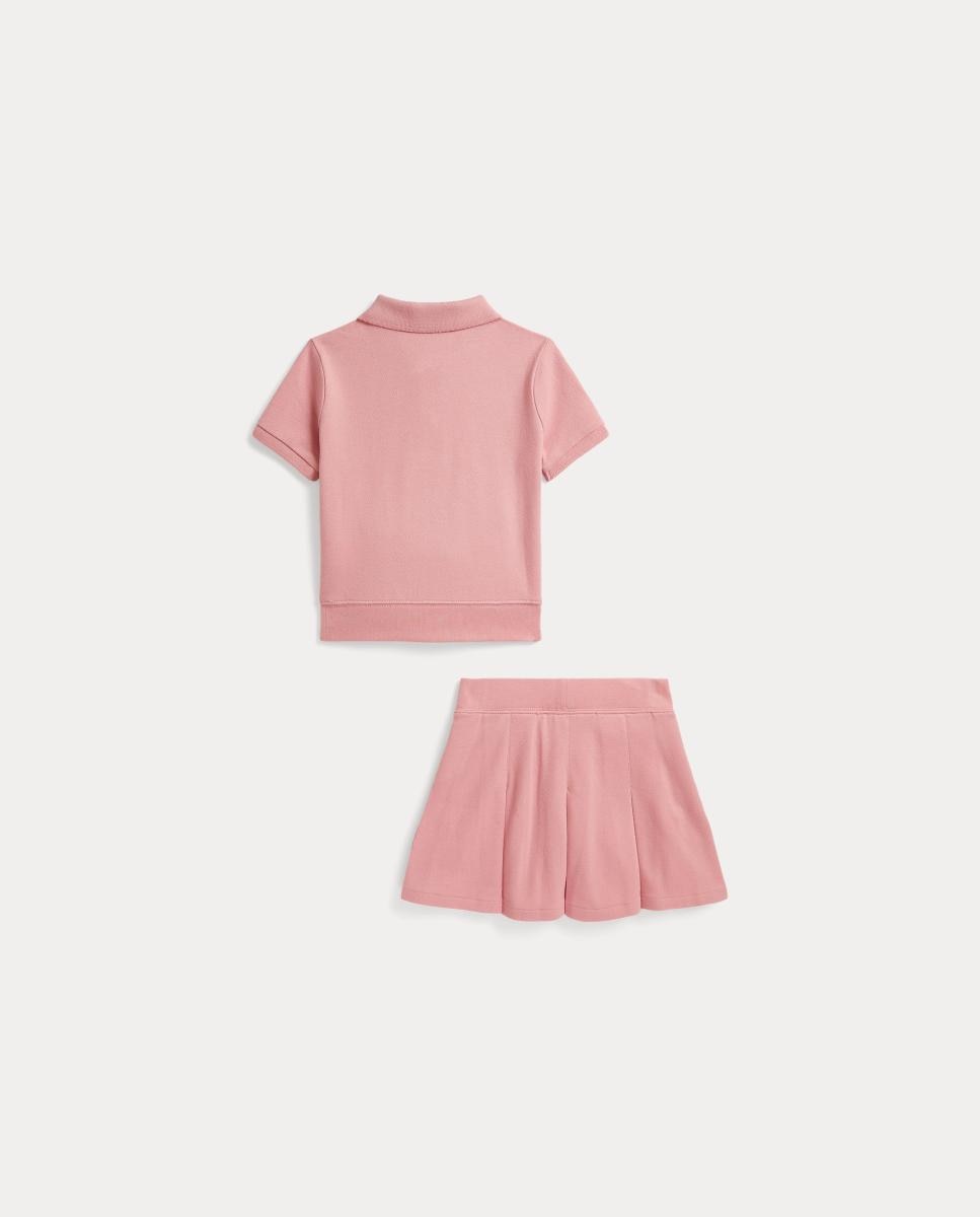 Conjunto de Polo e Saia de Algodão Polo Ralph Lauren Rosa-2