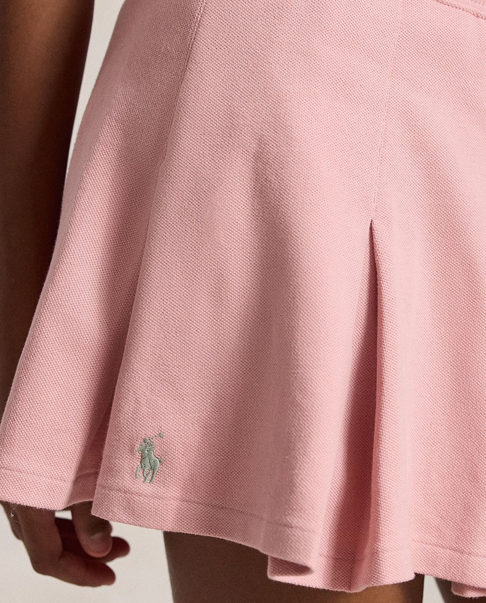 Conjunto de Polo e Saia de Algodão Rosa-3