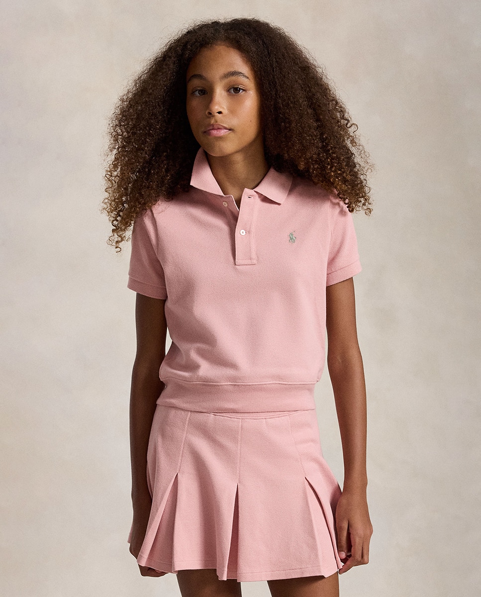 Conjunto de Polo e Saia de Algodão Rosa-4