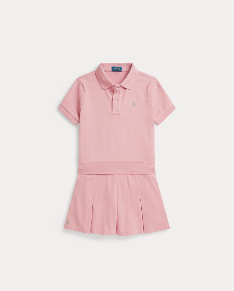 Conjunto de Polo e Saia de Algodão Rosa-5