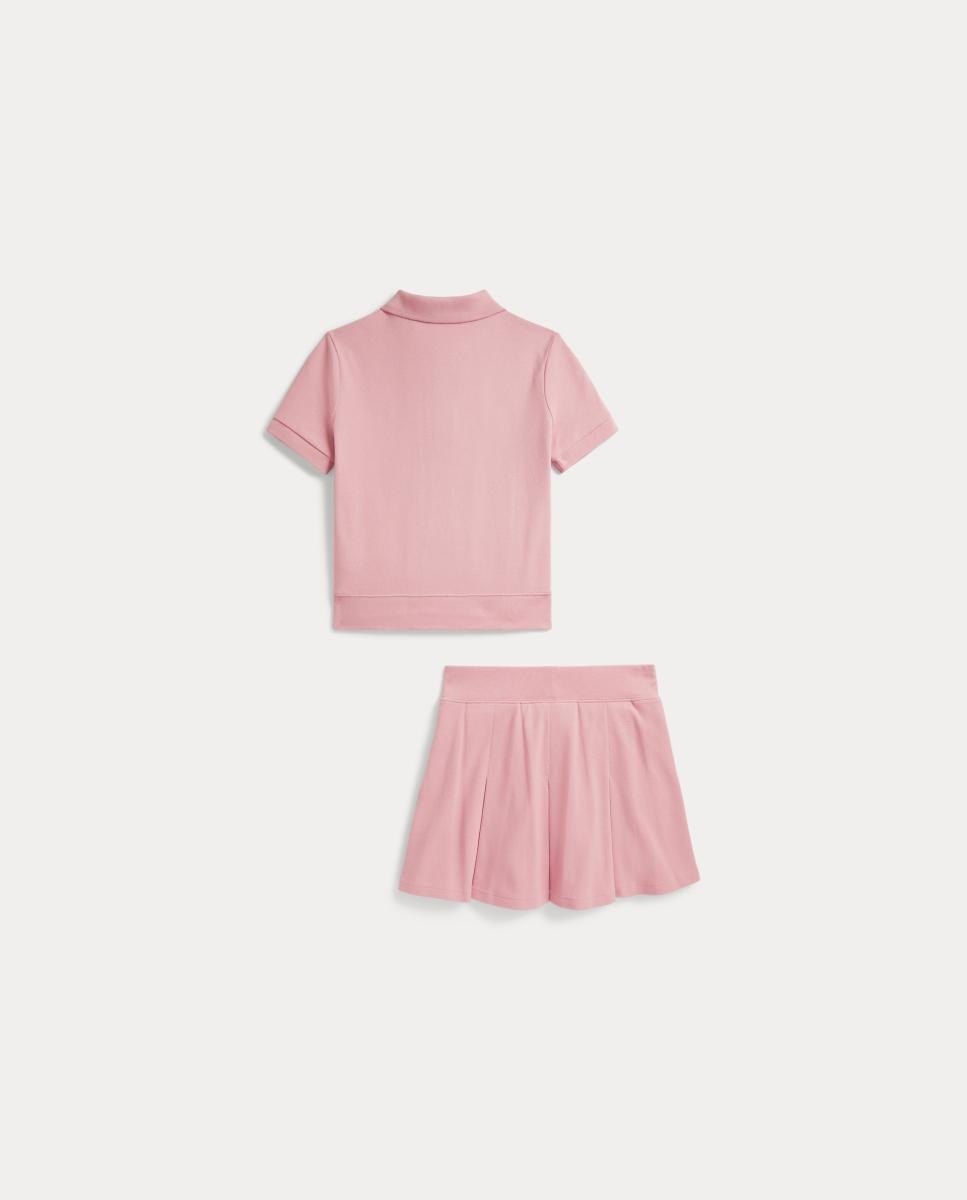 Conjunto de Polo e Saia de Algodão Rosa-6