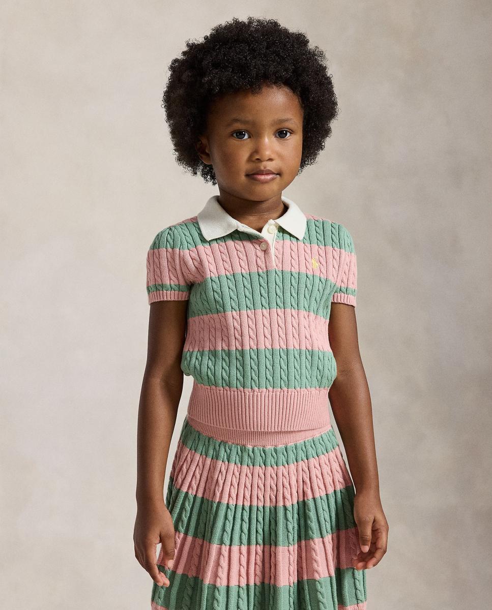 Conjunto de Polo e Saia às Riscas em Malha do Cabo Polo Ralph Lauren Multicolor-2
