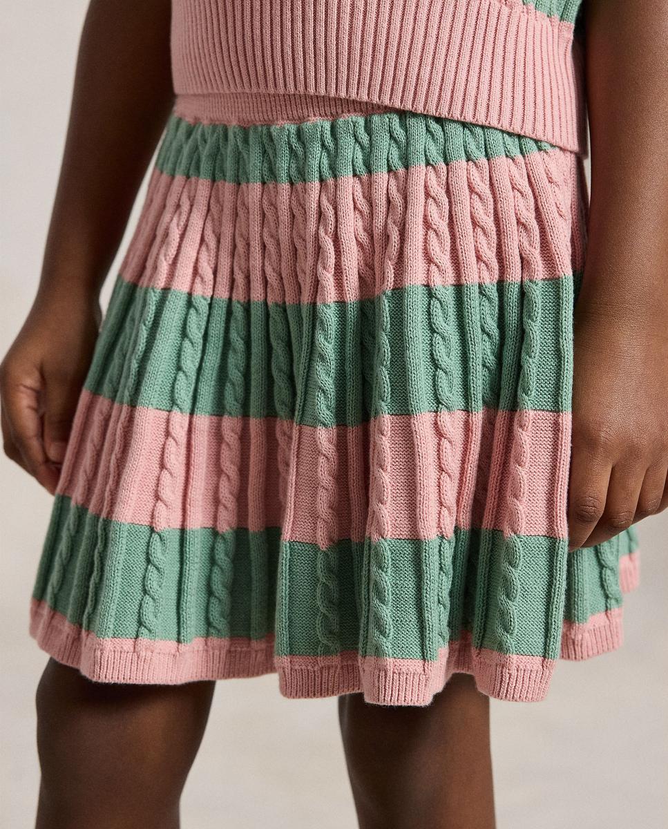 Conjunto de Polo e Saia às Riscas em Malha do Cabo Polo Ralph Lauren Multicolor-4