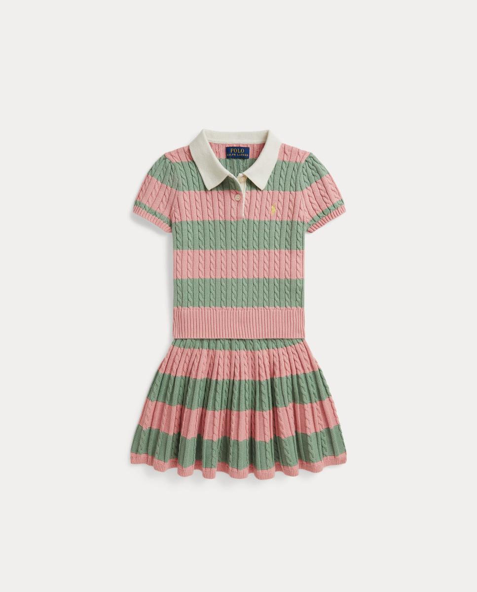 Imagem 0 de Conjunto de Polo e Saia às Riscas em Malha do Cabo