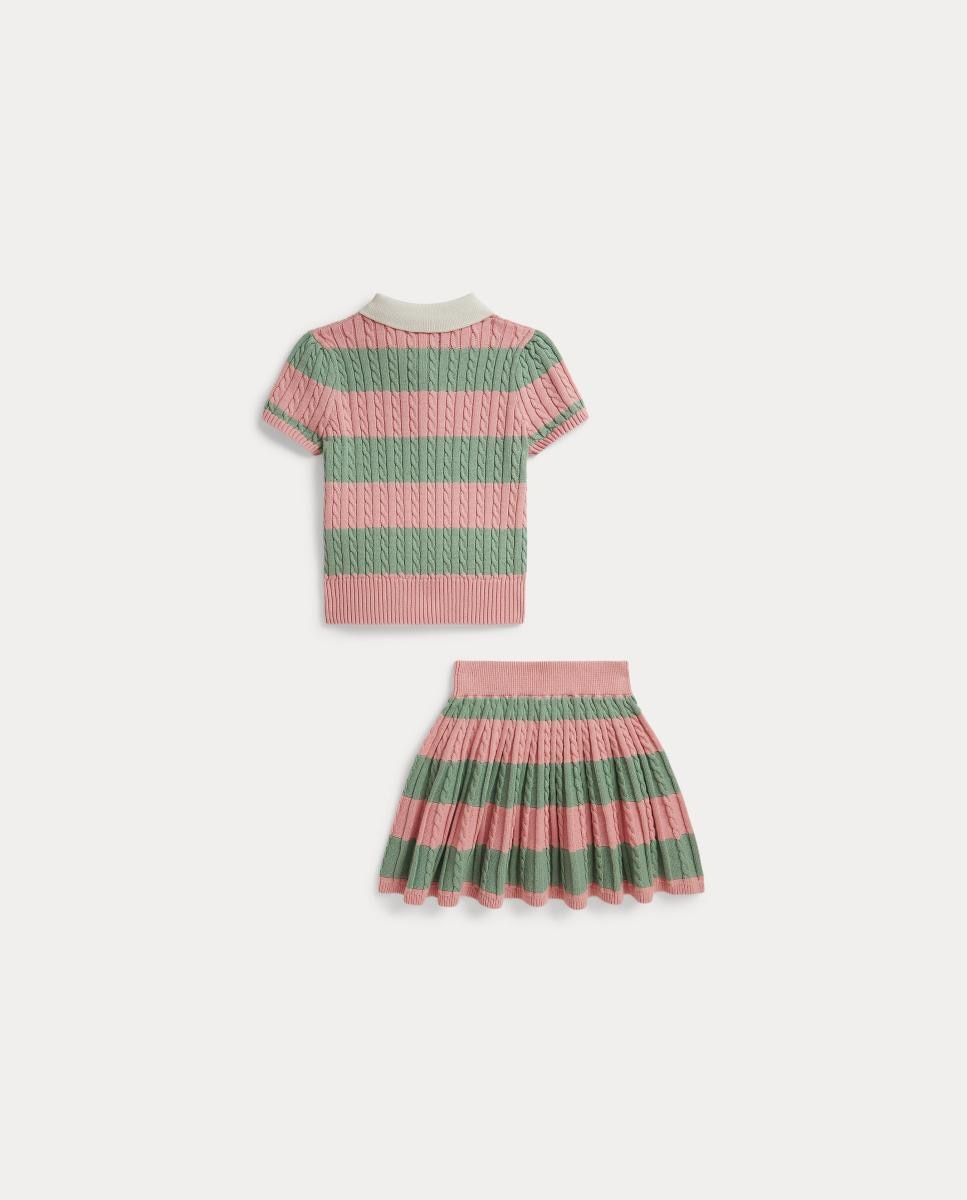 Conjunto de Polo e Saia às Riscas em Malha do Cabo Polo Ralph Lauren Multicolor-6