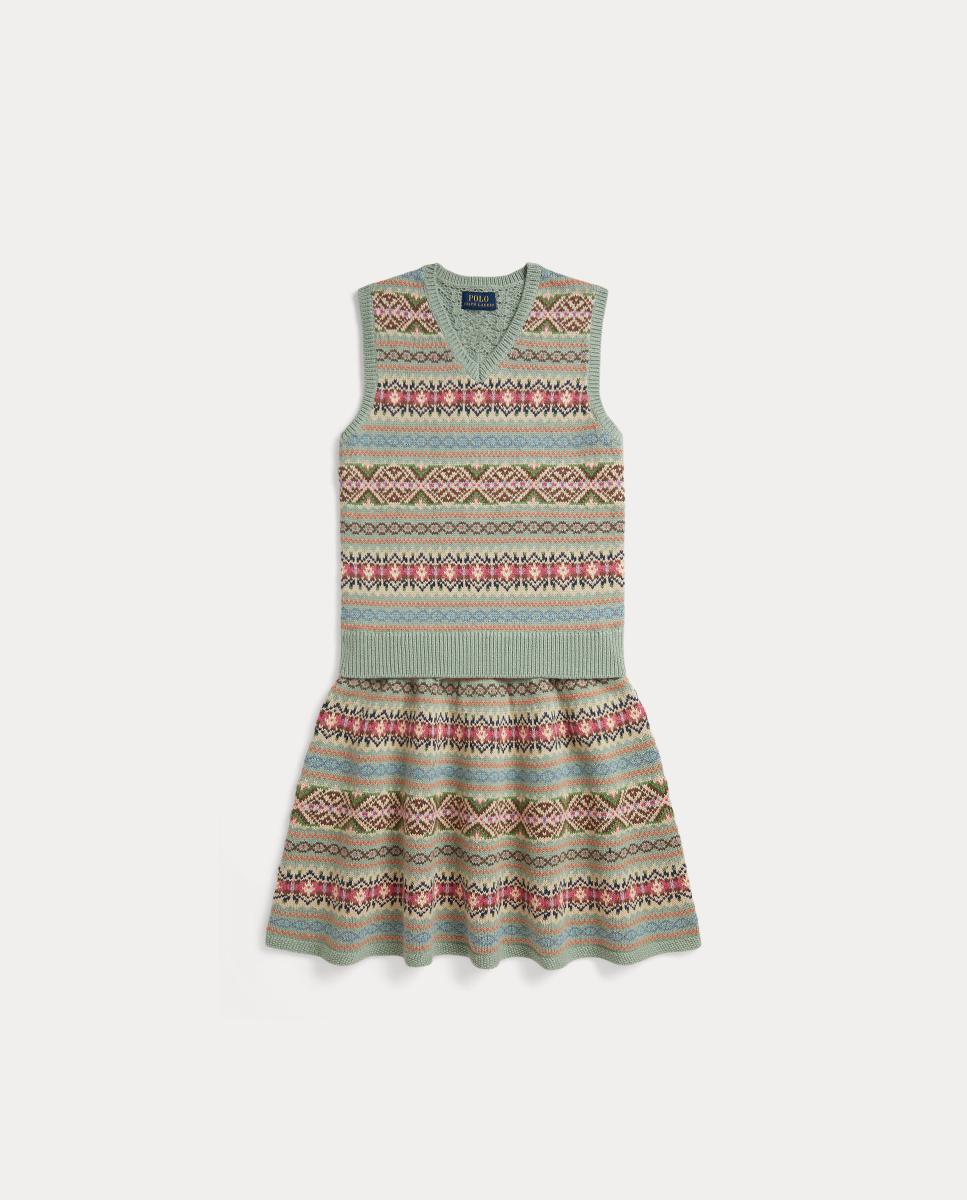 Imagem 0 de Conjunto de Camisola de Malha e Saia com Estampado Fair Isle