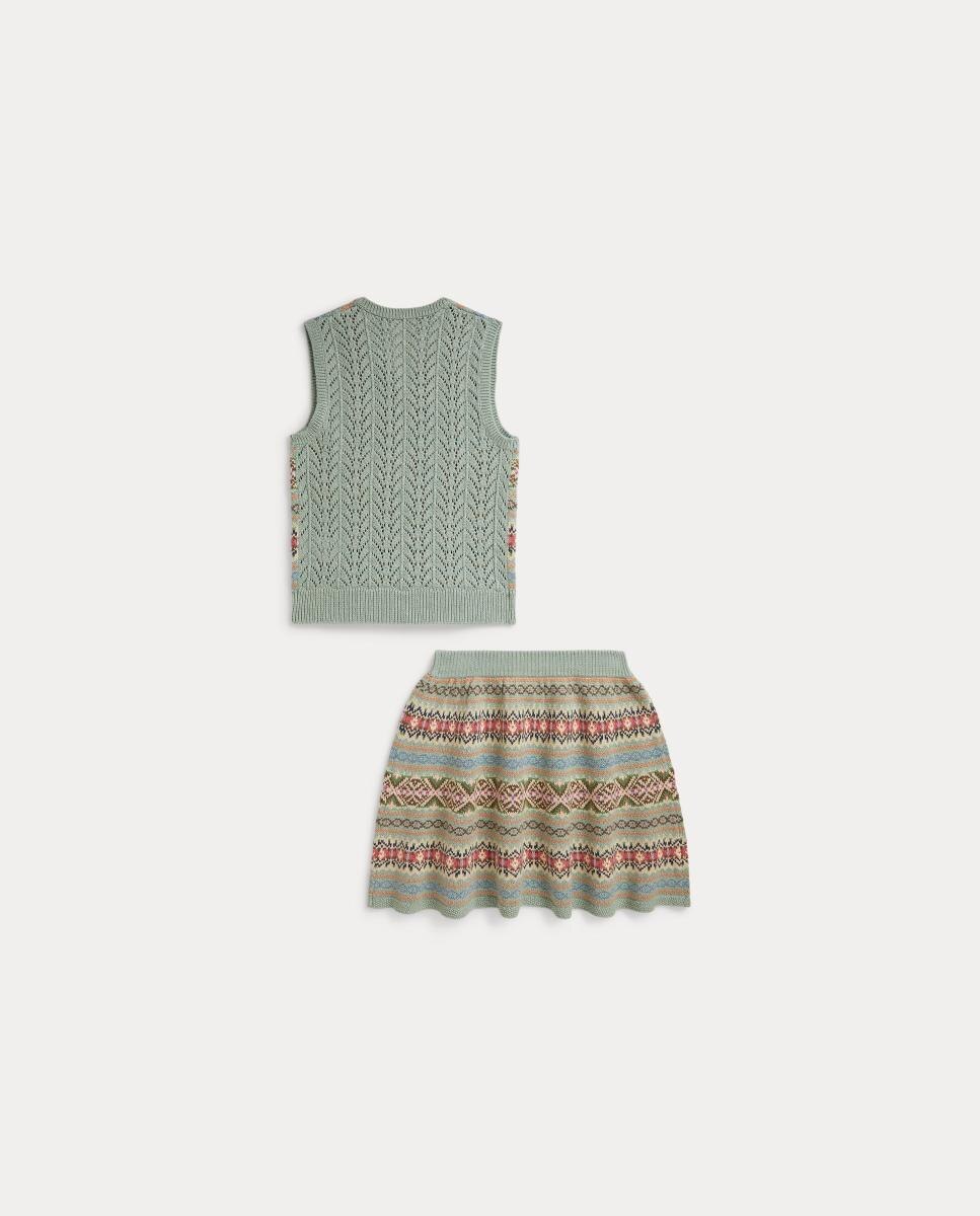 Conjunto de Camisola de Malha e Saia com Estampado Fair Isle Polo Ralph Lauren Multicolor-6