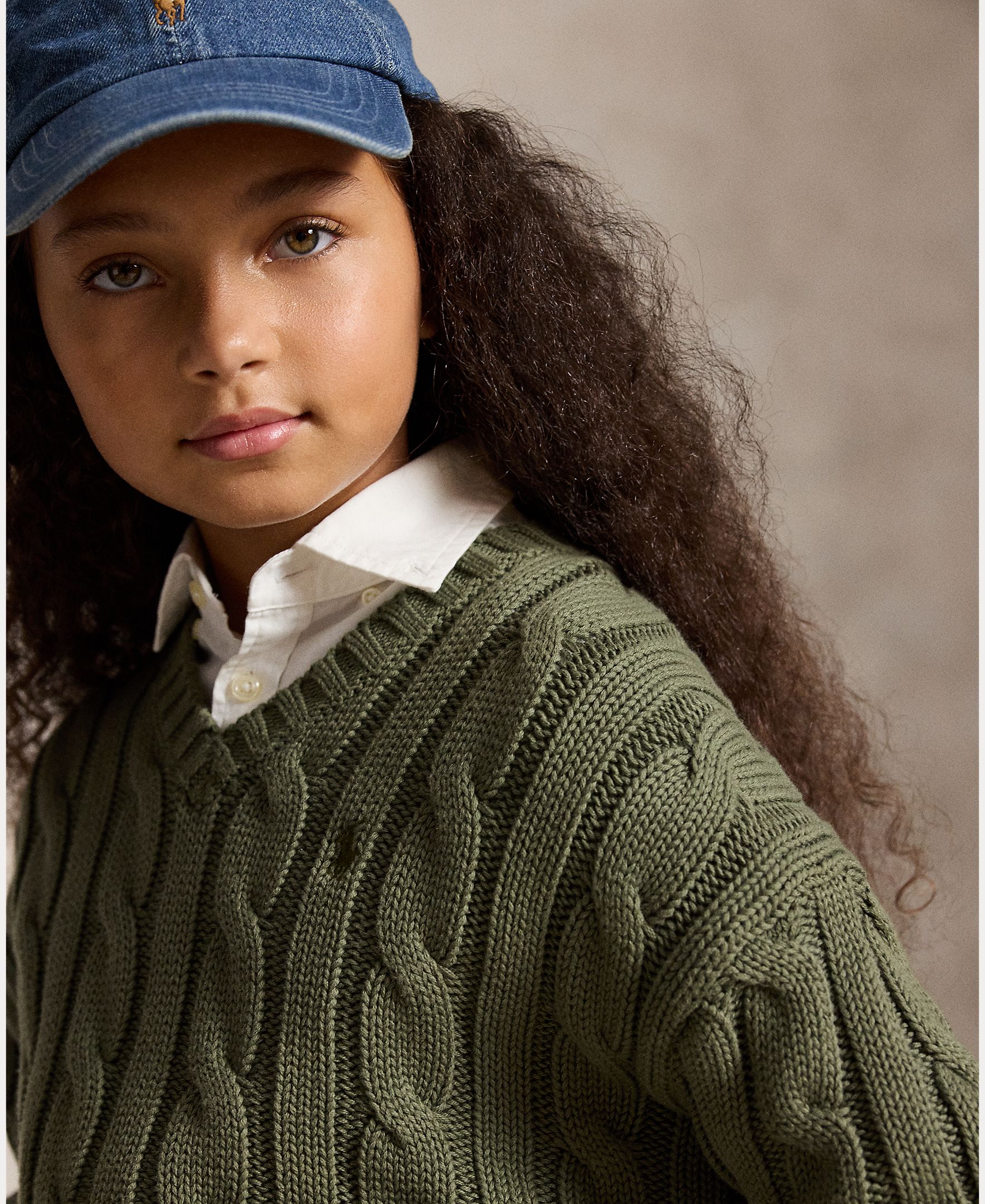 Conjunto de Camisola de Malha do Cabo e Saia de Algodão Verde-militar-3