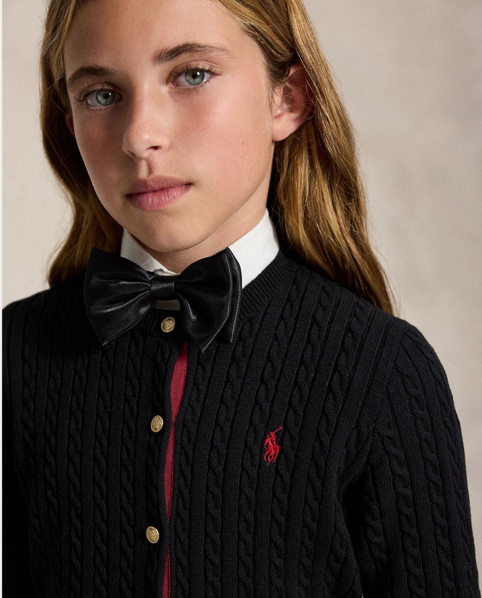 Conjunto de niña de cárdigan y falda de algodón en punto de ochos - Polo Ralph Lauren - Negro Negro-2