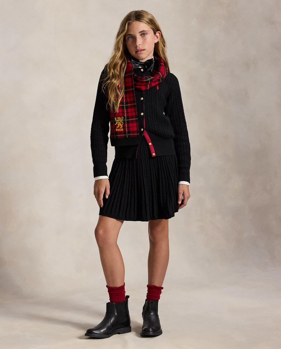 Conjunto de niña de cárdigan y falda de algodón en punto de ochos - Polo Ralph Lauren - Negro Negro-3