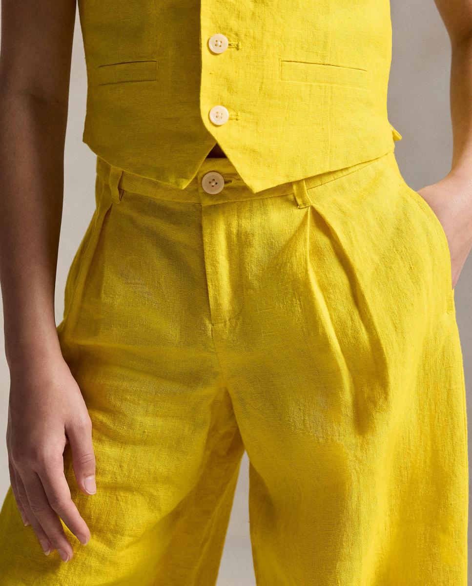 Conjunto de Calças e Top de Linho Polo Ralph Lauren Amarelo-4