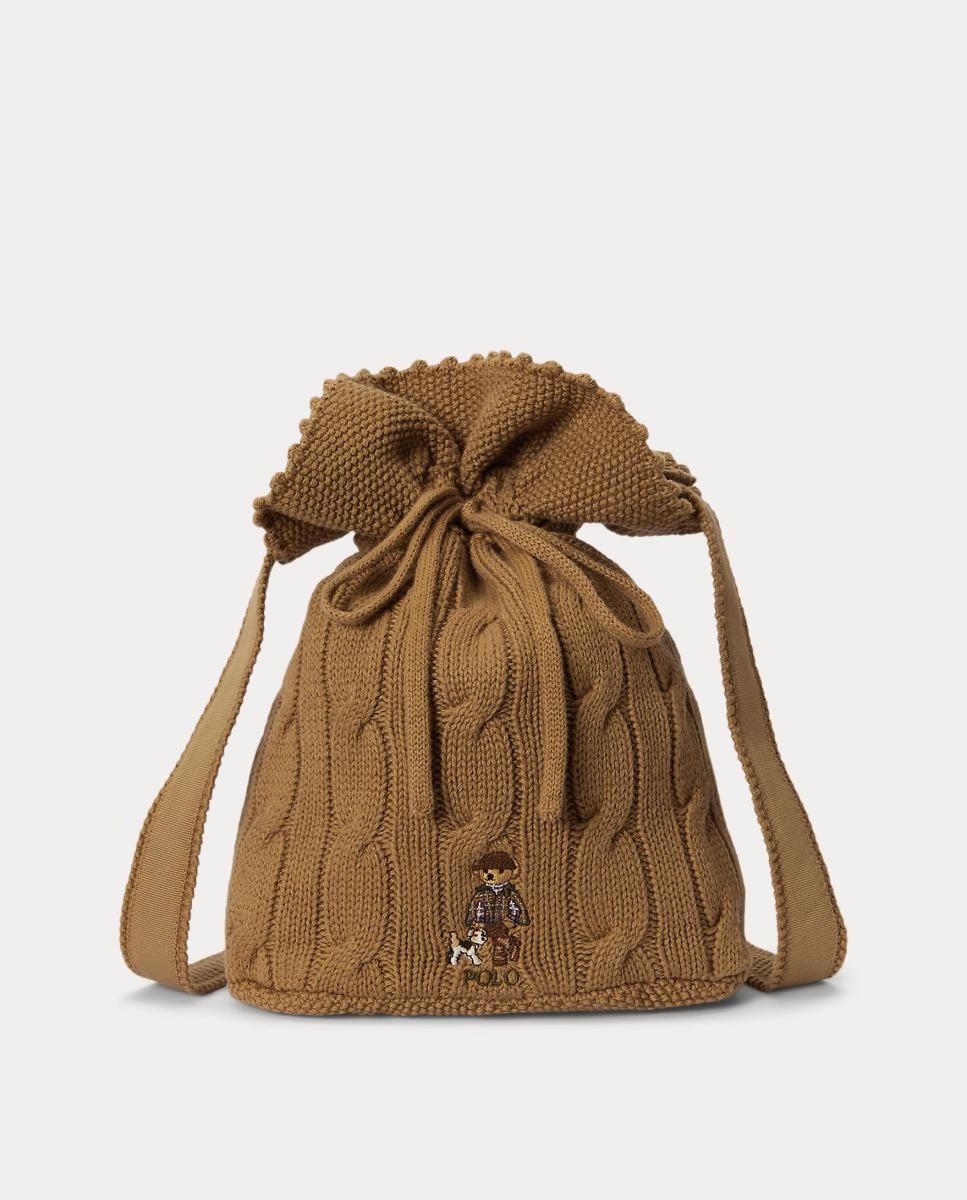 Bolso saco de niña con cordón en punto de ochos - Polo Ralph Lauren - Camel Camel-2