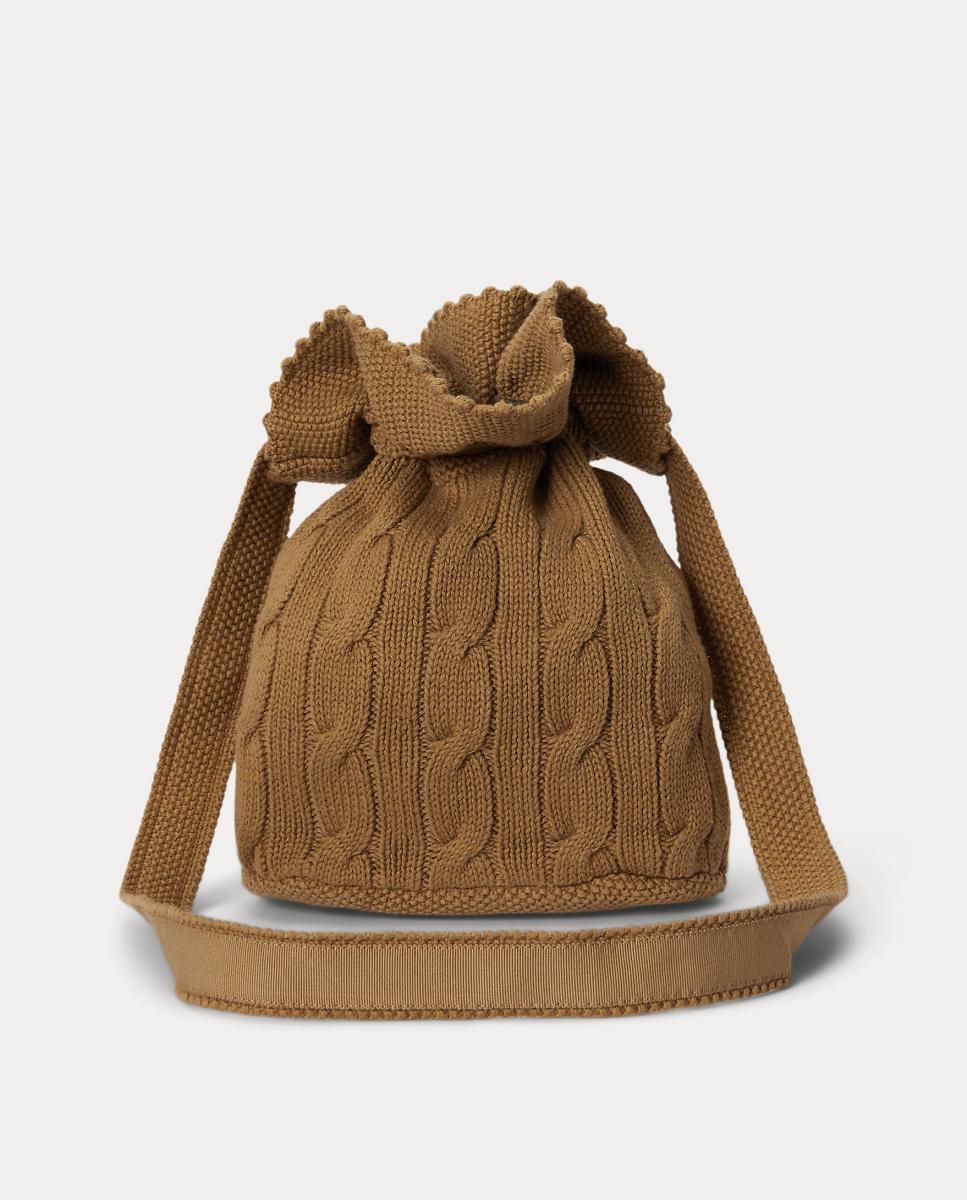 Bolso saco de niña con cordón en punto de ochos - Polo Ralph Lauren - Camel Camel-5