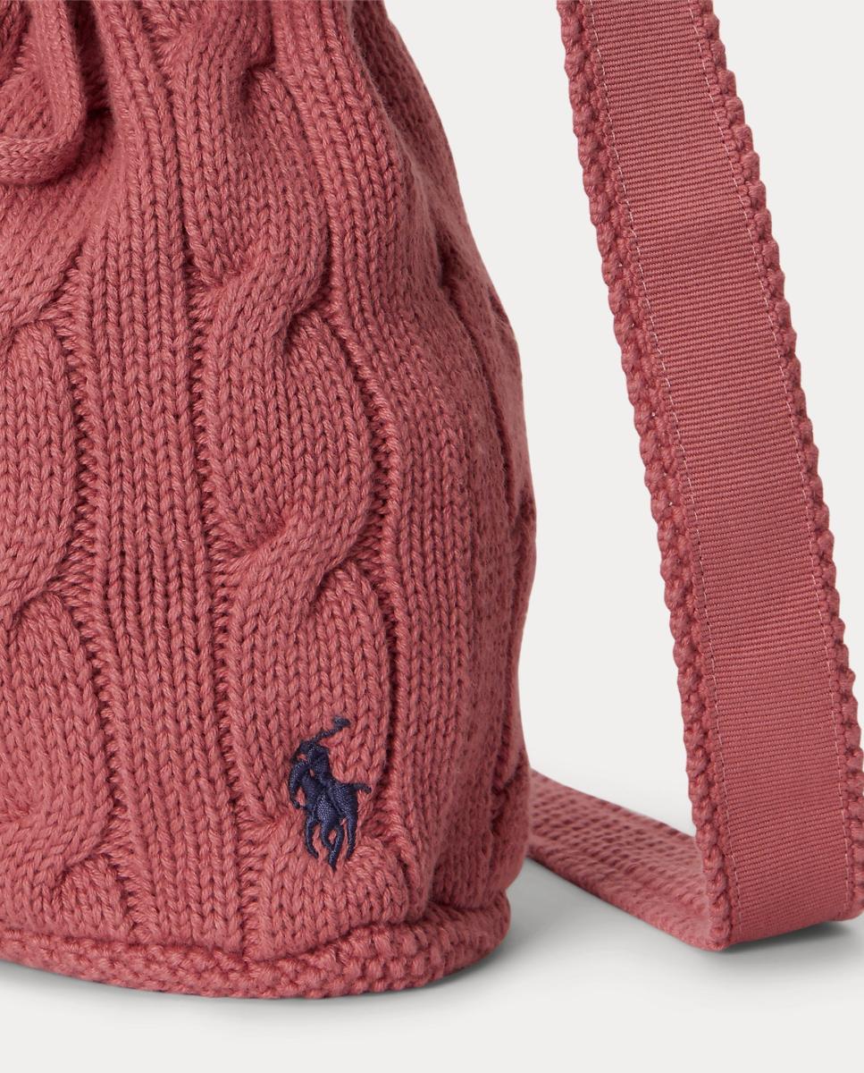 Bolso saco de niña con cordón en punto de ochos - Polo Ralph Lauren - Rosa Rosa-4