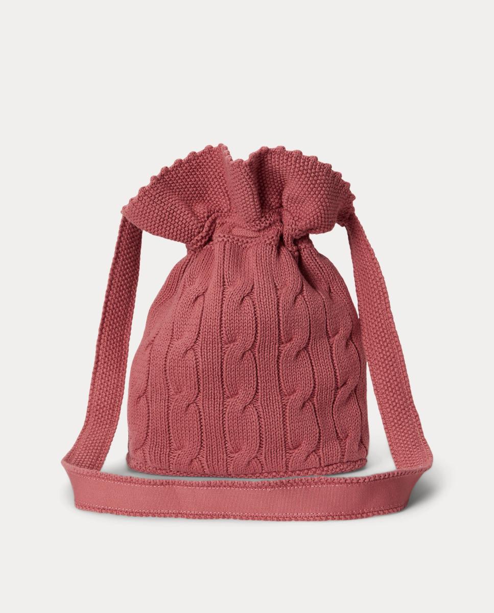 Bolso saco de niña con cordón en punto de ochos - Polo Ralph Lauren - Rosa Rosa-5