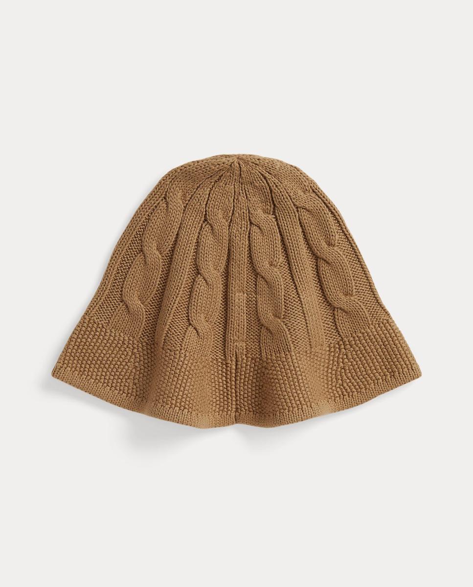 Chapéu de Pescador com Malha do Cabo de Algodão Polo Ralph Lauren Camel-2