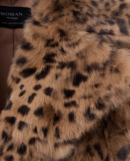 Abrigo de piel liso de mujer