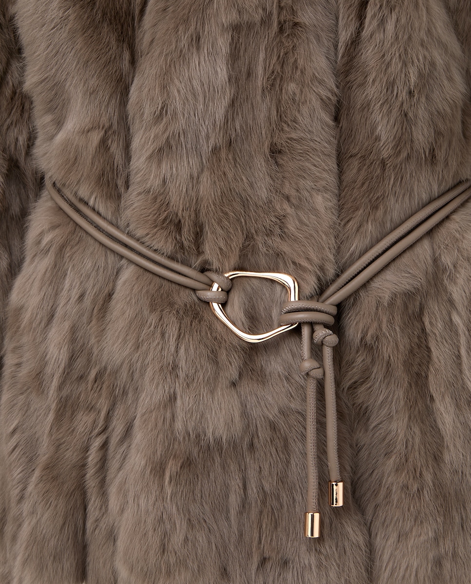 Casacão em Pele com Cinto Castanho-claro-6