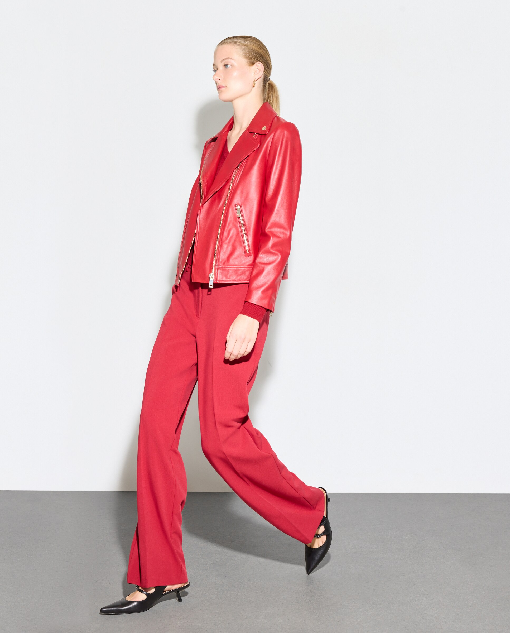 Cazadora biker de mujer cremallera cruzada - Woman El Corte Inglés - 600 Rojo 600 Rojo-2