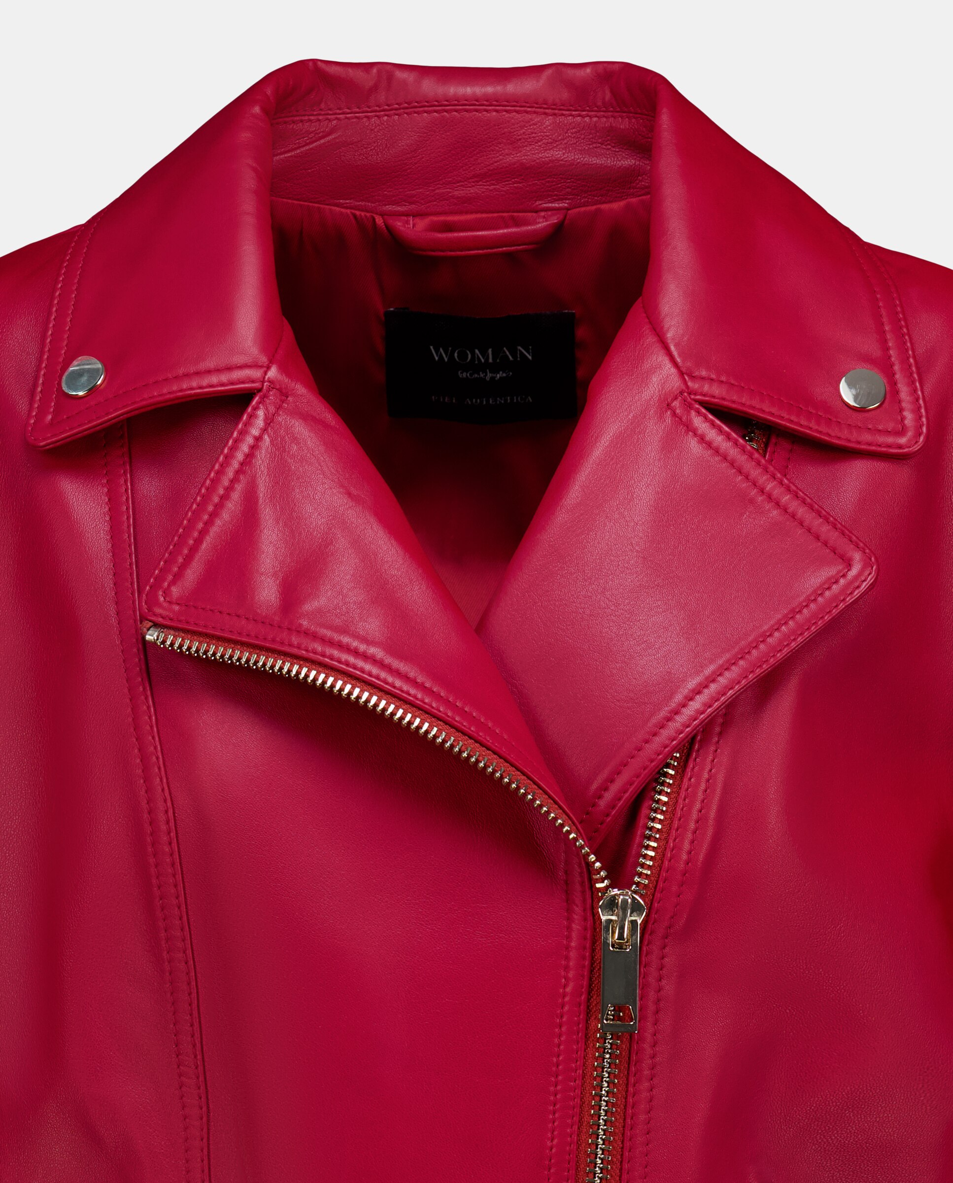 Cazadora biker de mujer cremallera cruzada - Woman El Corte Inglés - 600 Rojo 600 Rojo-5