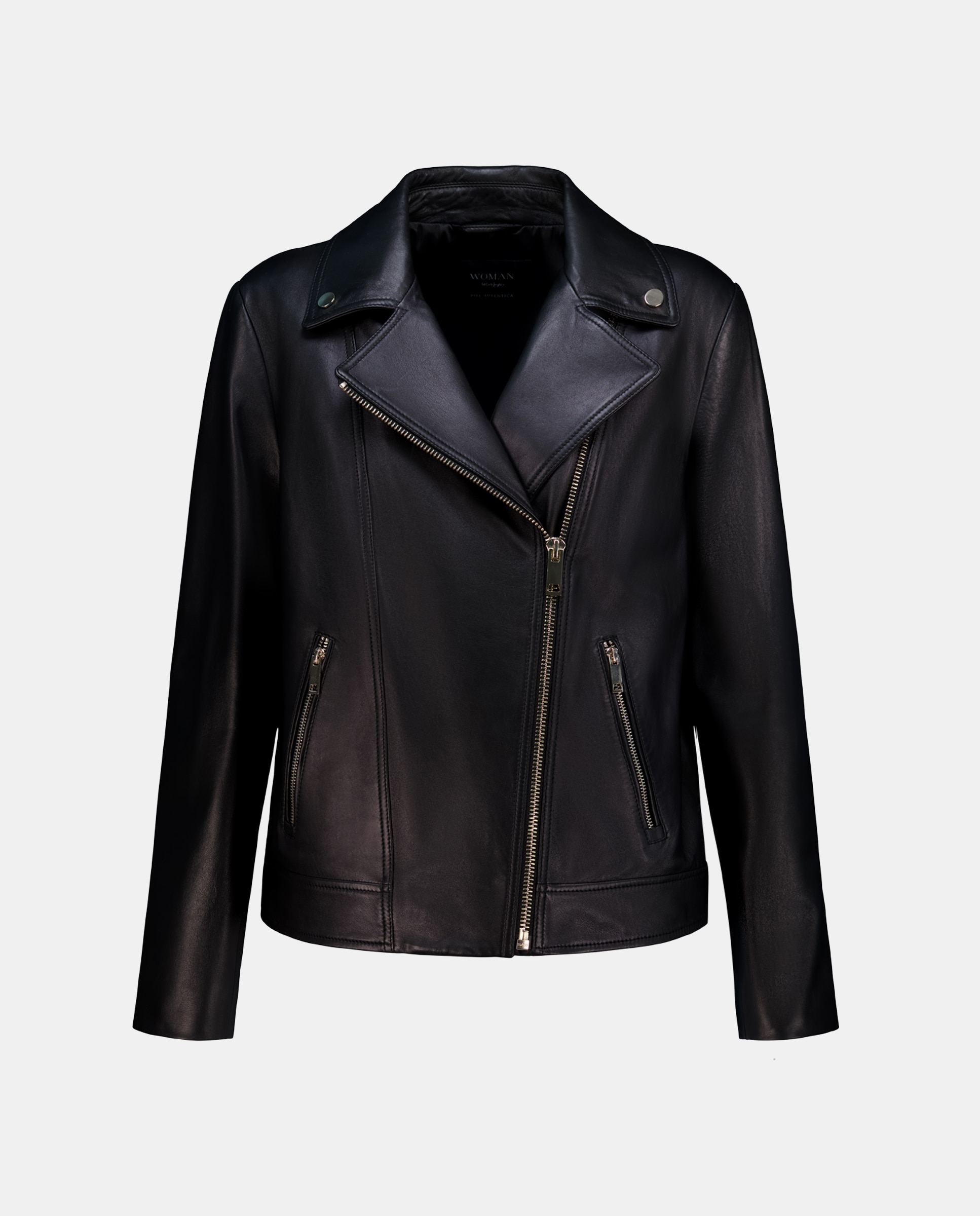 Blusão Biker com Fecho de Correr Cruzado Preto-4