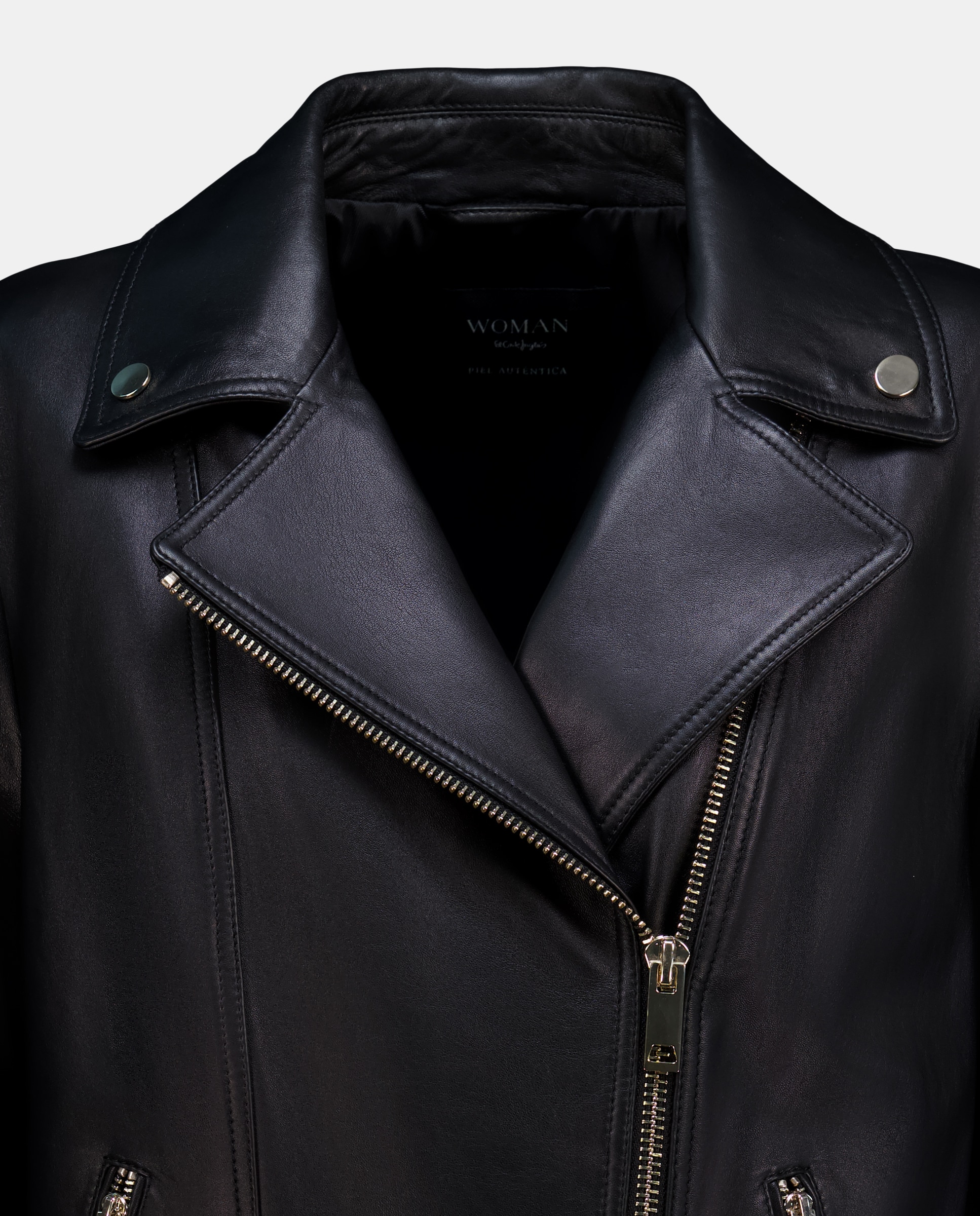 Blusão Biker com Fecho de Correr Cruzado Preto-5